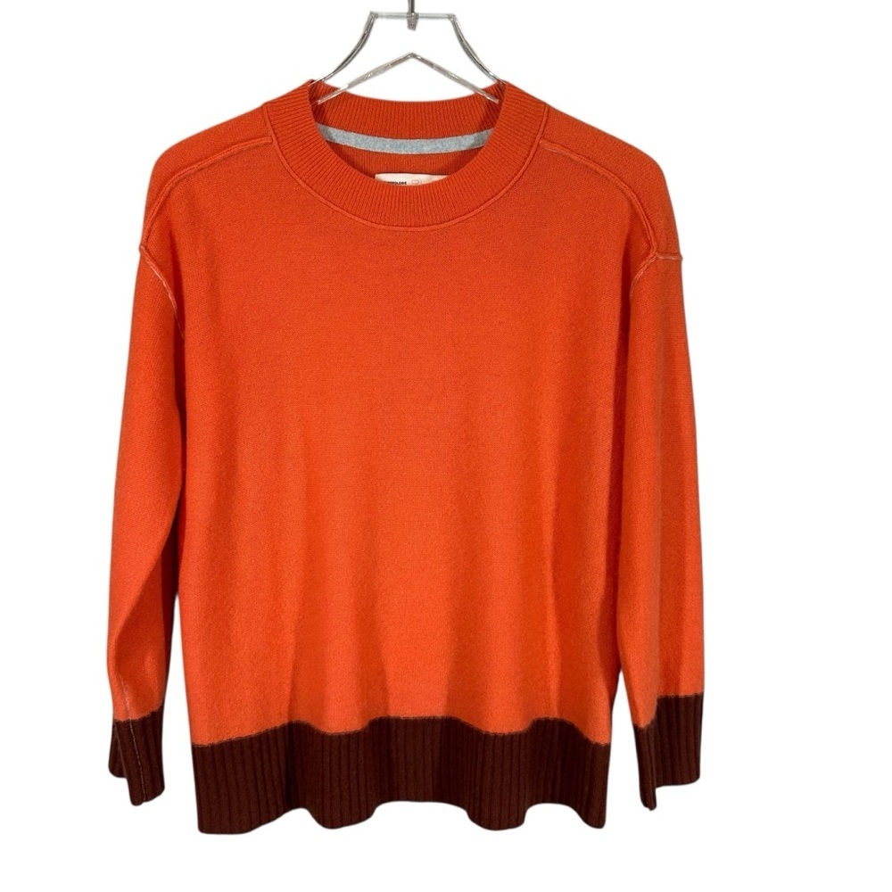 PILCRO from Anthropologie Women's XS Crewneck Sweater Orange Color Block